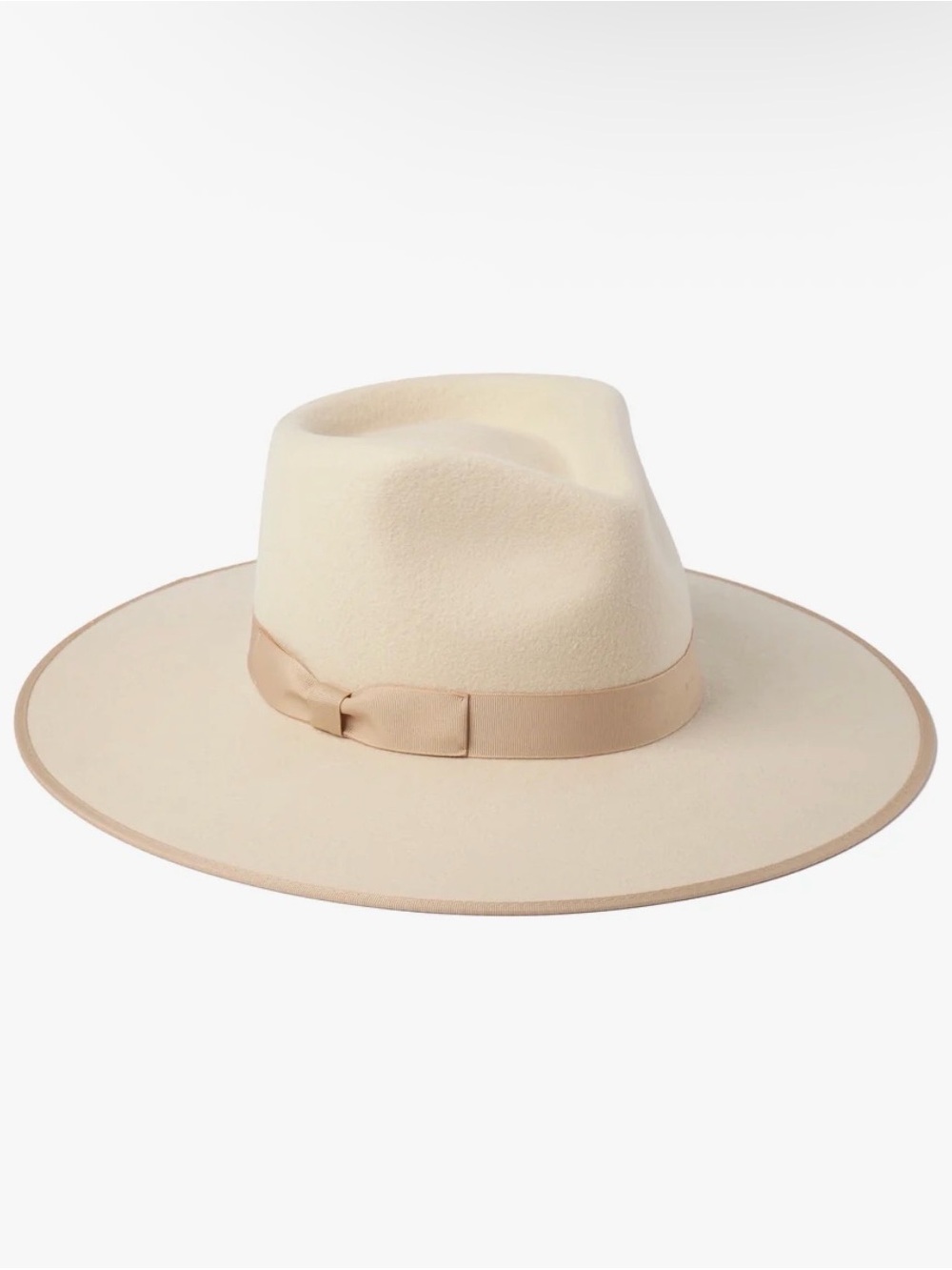 Lack Of Color Beige Cream Wool Rancher Hat with Grosgrain Trim